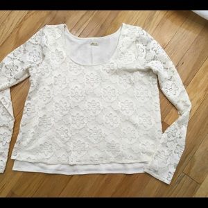 Hollister lace long sleeve top . Size Large .